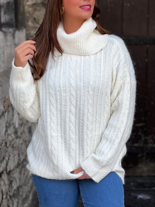 Pull col roulé SHYNA - ÉCRU