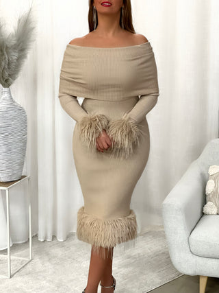Longue robe pull LUNA - BEIGE