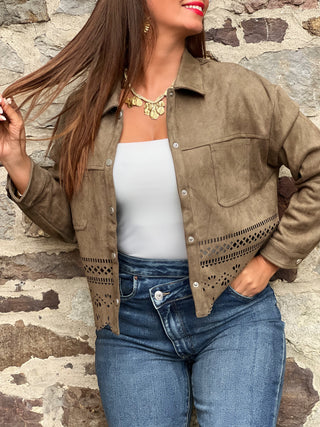 Veste en suédine ANABELLE - KAKI