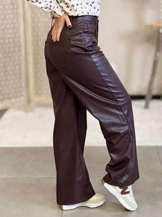 Pantalon simili DALIA - BORDEAUX