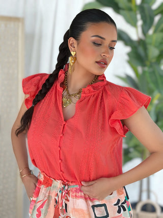 Chemisier sans manches LAYNA - CORAIL