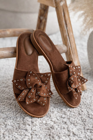 Claquette en suédine KELYSSA - BRUN