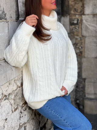 Pull col roulé SHYNA - ÉCRU