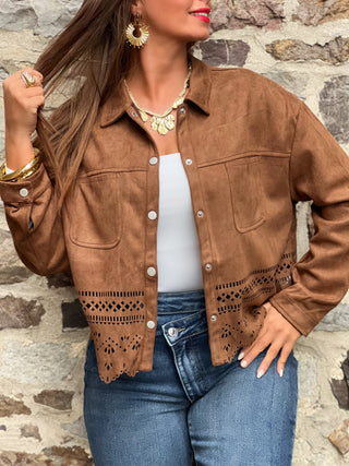 Veste en suédine ANABELLE - CAMEL