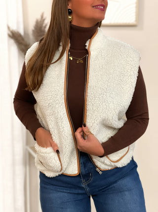 Gilet sans manches AMELINA - ÉCRU