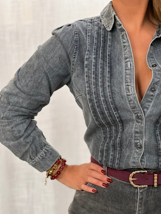 Chemise en jeans CLAIRE - GRIS