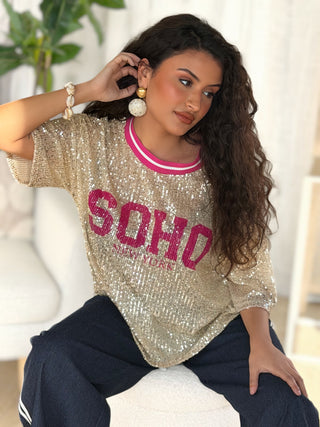 Blouse à sequins NORA - FUSCHIA