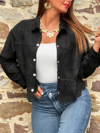 Veste en suédine ANABELLE - NOIR