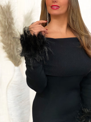 Longue robe pull LUNA - NOIR