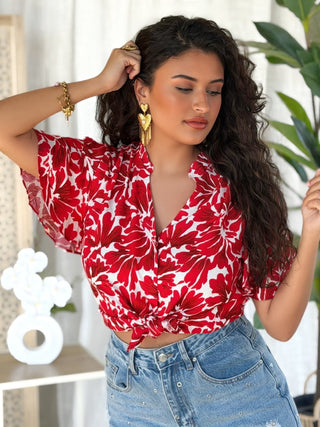 Chemisier courtes manches ANNINA - ROUGE