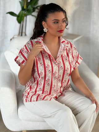 Chemisier courtes manches SANIA - ROUGE