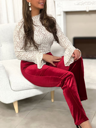 Pantalon en velours LENIE - BORDEAUX