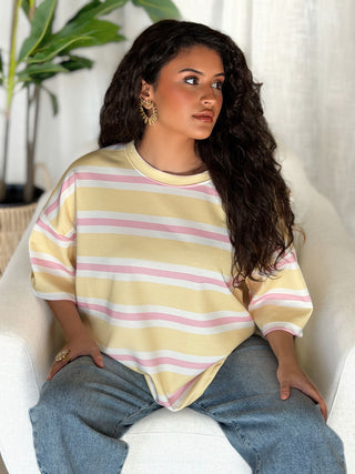 Sweat courtes manches VIRGINIE - JAUNE