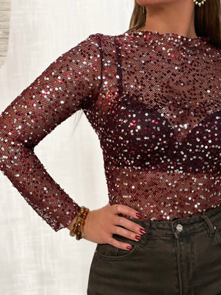 Blouse sequins SARAH - BORDEAUX