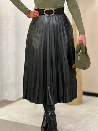 Longue jupe simili ANITA - NOIR