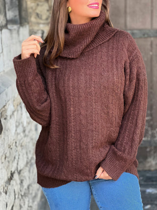 Pull col roulé SHYNA - MARRON