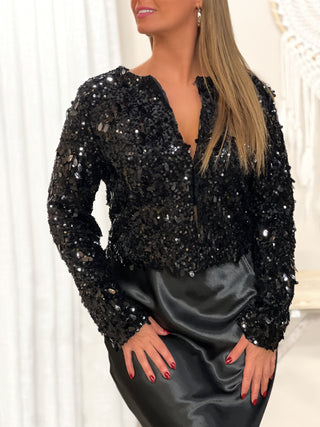Blouse sequins MAURINE - NOIR