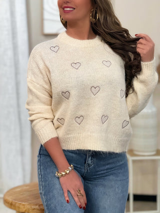Pull cœur INÈS - BEIGE