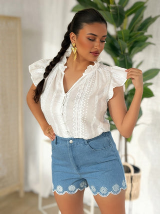 Chemisier sans manches LAYNA - BLANC