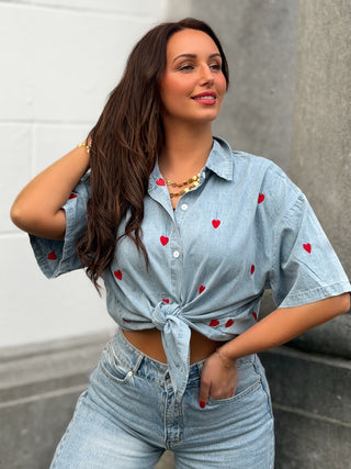 Chemise en jeans courtes manches MADISON - BLEU