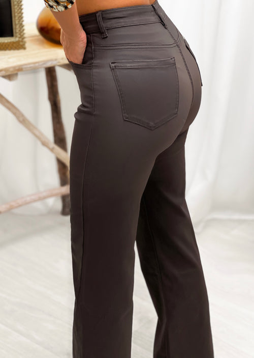 Pantalon wide leg huilé SARAH - BRUN (8786870763843)