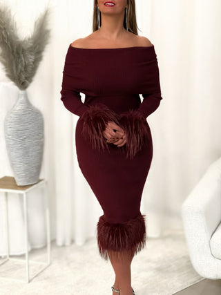 Longue robe pull LUNA - BORDEAUX