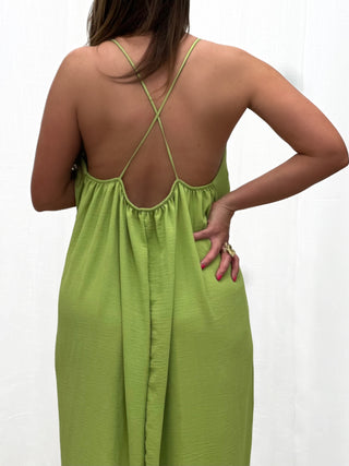 Longue Robe TEÏVA - VERT ANIS (9214468522307)