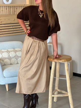 Pull manches courtes SONIA - MARRON