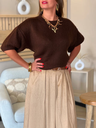 Pull manches courtes SONIA - MARRON