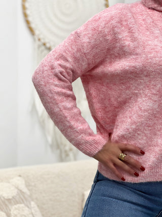 Pull col roulé ELMA - ROSE (14701797212483)