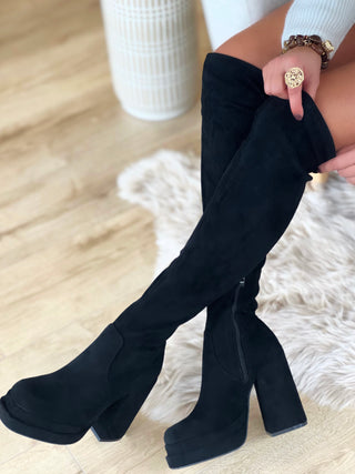 Cuissardes à talons Suédines SAPHORA - NOIR