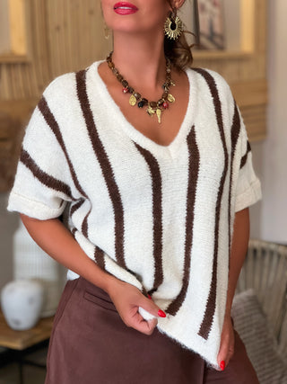 Pull courtes manches HAYA - BEIGE