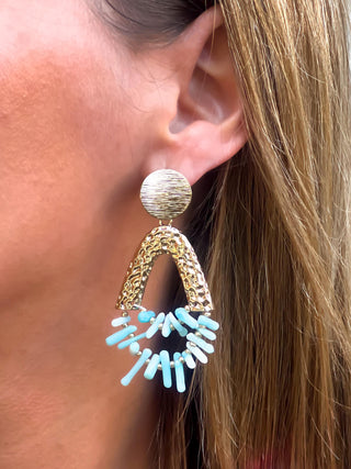 Boucles d'oreilles en acier PAULINE - TURQUOISE (8647009927491)