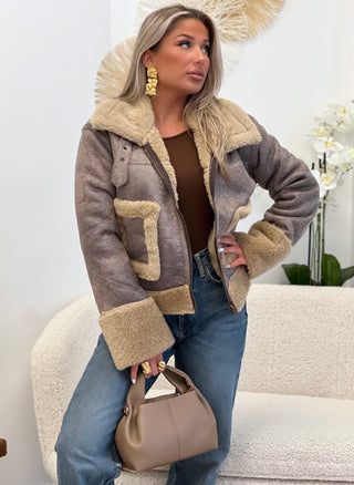 Veste en fourrure JADE - TAUPE (9561372197187)