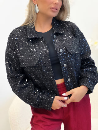 Veste en jeans à sequins AMBRA - NOIR (9561357549891)