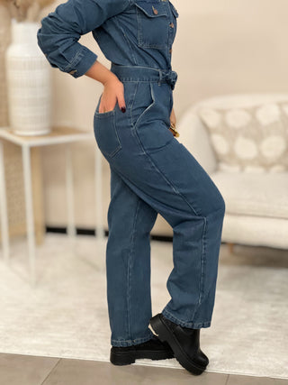 Combi pantalon en jeans ERICA - BLEU