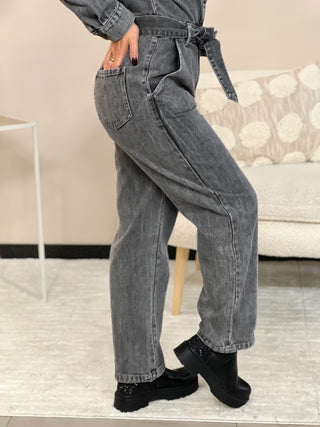 Combi pantalon en jeans ERICA - GRIS