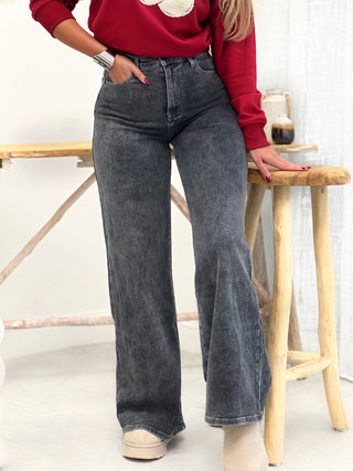 Jeans wide leg MICHELINA - GRIS (9626838761795)