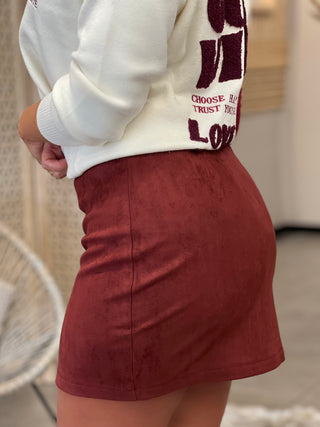 Jupe en suédine MEGANNE - BORDEAUX