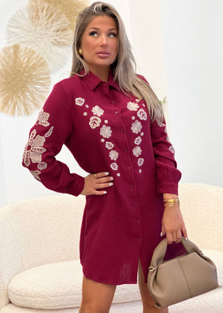 Robe chemise bordeaux hotsell