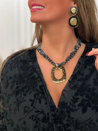 Collier en acier KRYSTA - NOIR