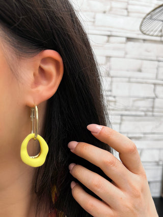 Boucle d’oreille en acier RAMIA  - JAUNE (8969219801411)