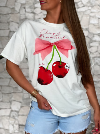 T-shirt oversize CHERRY - BLANC (9389476446531)