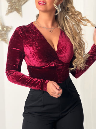 Body en velours CLARA - BORDEAUX (9722600227139)