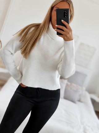 Pull col roulé ONA - BLANC (7533422674074)