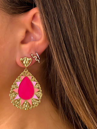 Boucles d’oreilles en acier LEONIE - FUSCHIA (7751126843546)